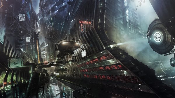 Sci-Fi Art город киберпанк