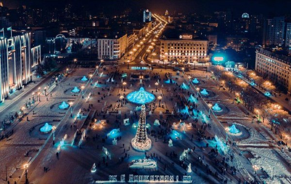 Ночной Хабаровск площадь Ленина