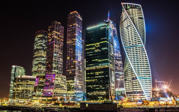 Москва Сити ночью 2022