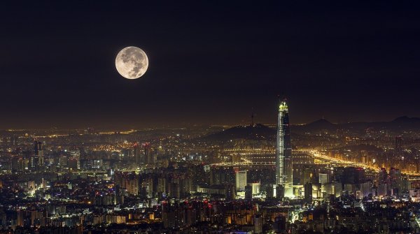 Ночной город вид сверху