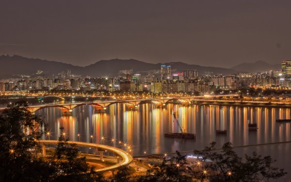 Ночной Сеул Южная Корея огни