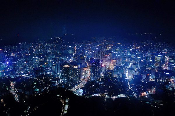 Южная Корея Сеул ночью