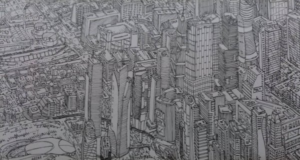 Обои город нарисованный
