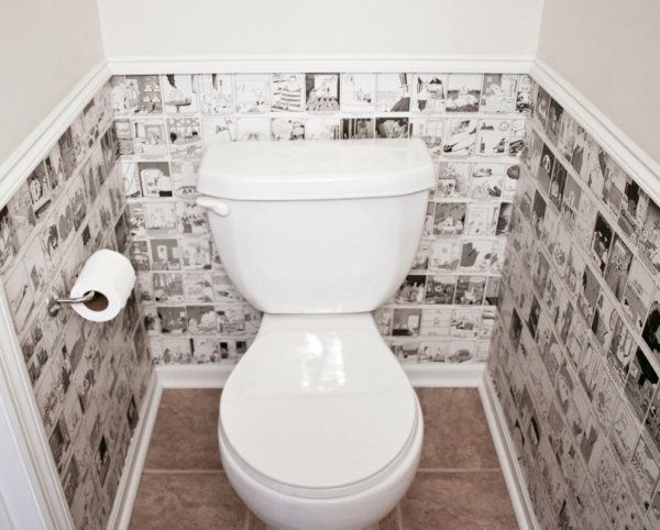 Виниловые обои в туалет в квартире