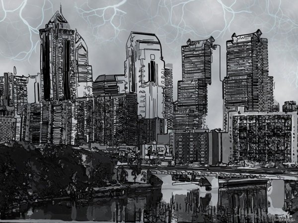 Современный город Графика