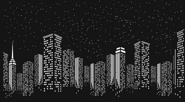 Силуэт ночного города