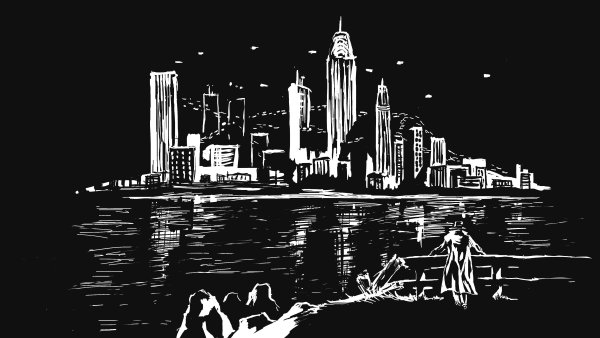 Силуэт ночного города