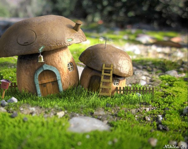 Домик гриб арт
