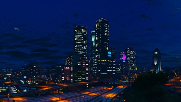 Ночной город Лос Сантос ГТА 5