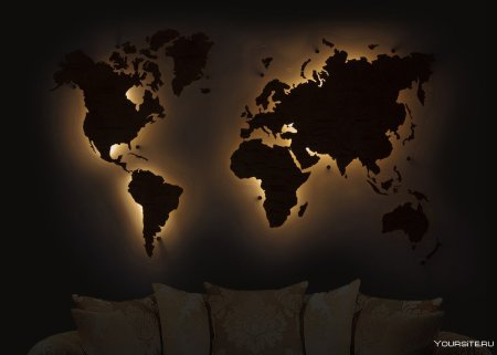 Карта мира на черном фоне