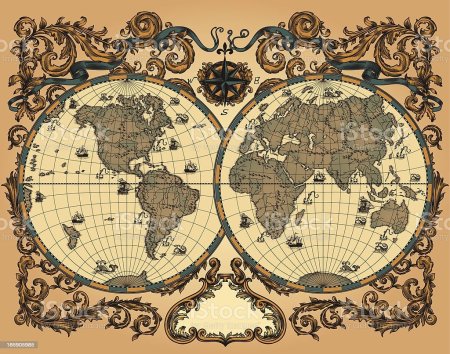 Карта в винтажном стиле