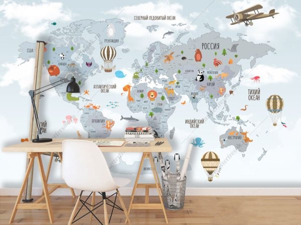 Фотообои карта мира