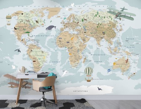 Обои карта мира в детскую комнату