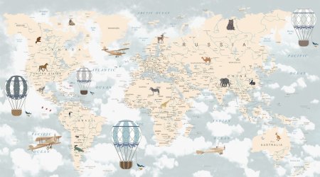 Детские обои карта мира