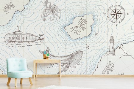 Морская карта на стену