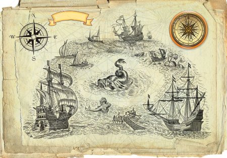 Старые морские карты пиратов
