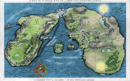 Карта Средиземья Толкиена Валинор