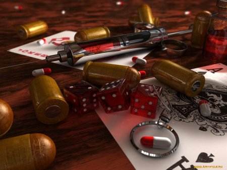 Стол с деньгами и оружием