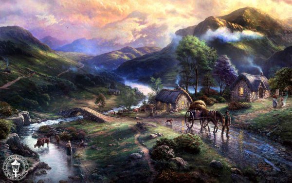 Горный пейзаж Thomas Kinkade художник