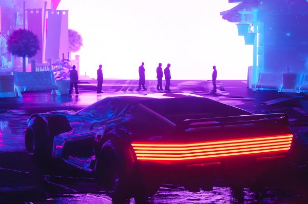 Cyberpunk 2077 машина неон