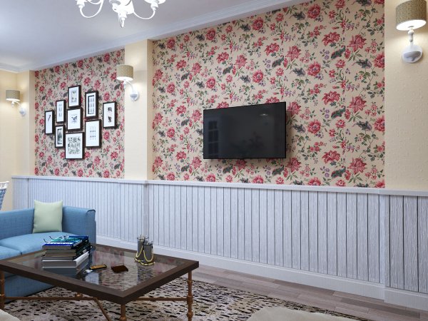 Обои компаньоны в интерьере гостиной