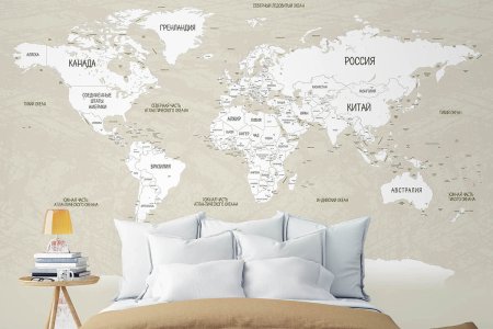 Фотообои карта мира светлая
