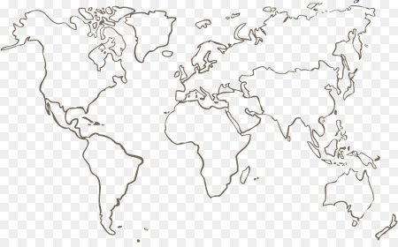 Контур карты мира на прозрачном фоне
