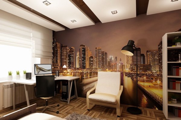 Фотообои в интерьере комнаты подростка