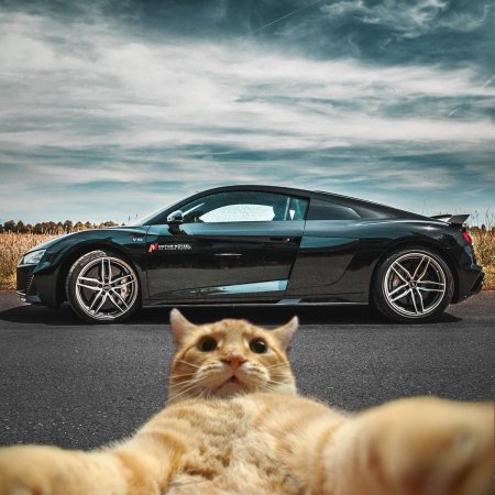 Кот на фоне БМВ