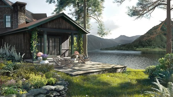 Дом в лесу у озера