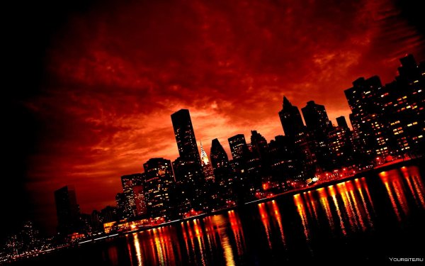 Ночной город красный