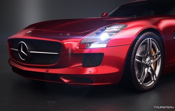 Темно красный Mercedes SLS AMG