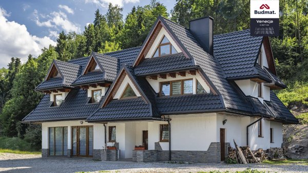 Модульная металлочерепица Budmat, Venecja антрацит x-Matt