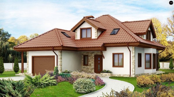 Z500 дом с мансардой с гаражом