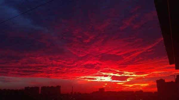 Кровавый закат в городе