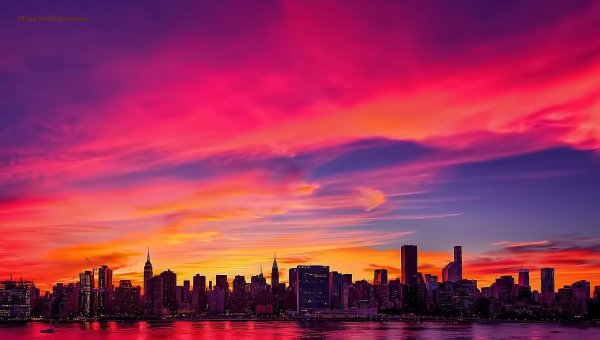 Красивый закат в городе