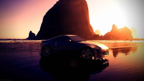 Машина на фоне заката