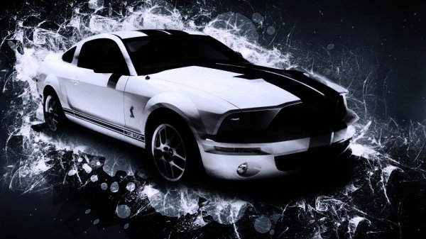 Ford Mustang на черном фоне