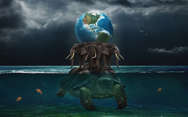 Плоская земля на трех слонах и черепахе