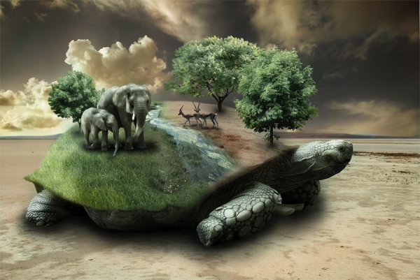 Мир на черепахе диорама