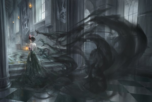 Девушка в замке фэнтези