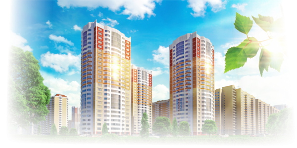 Многоквартирный дом на белом фоне