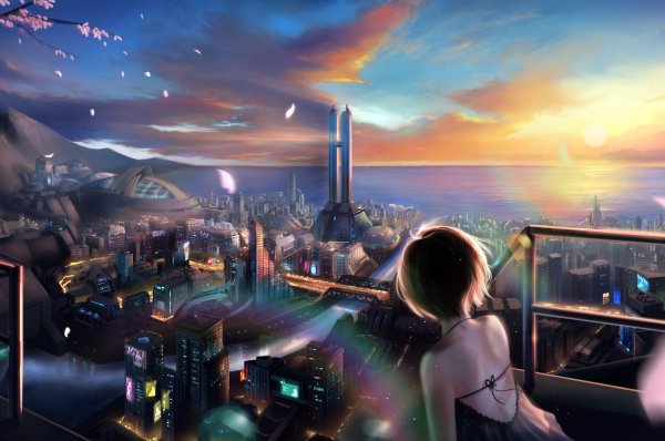 Аниме девушки города будущего