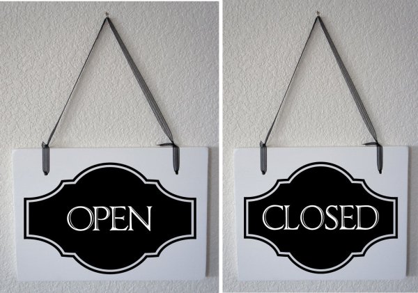 Табличка на дверь open close