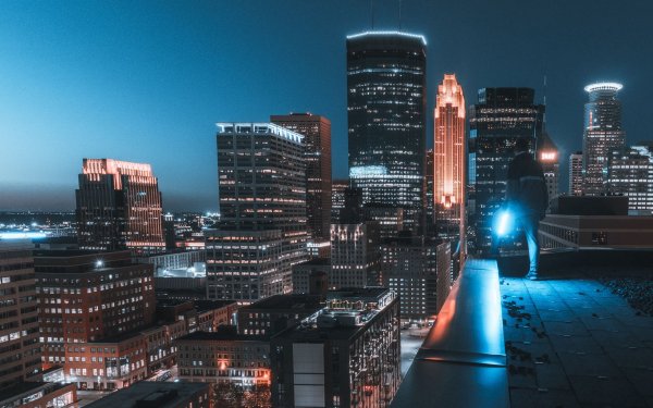 Ночной Найт Сити с крыши