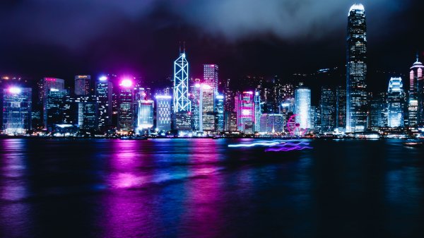 Город ночь неон