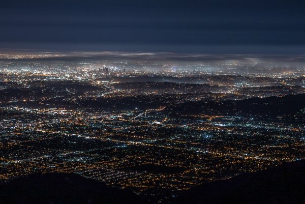 Город сверху ночью