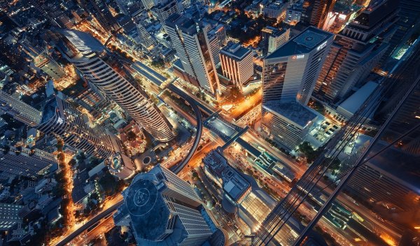 Ночной город с высоты