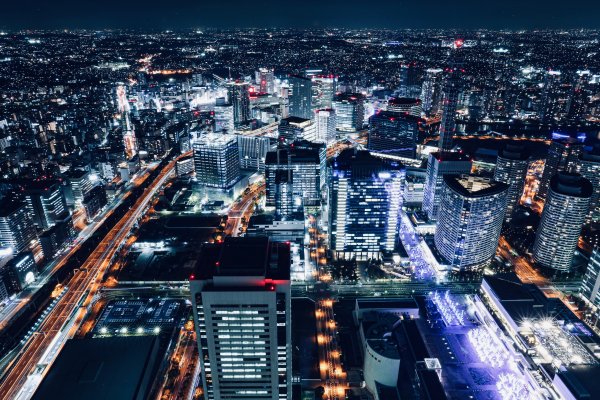 Ночной город вид сверху