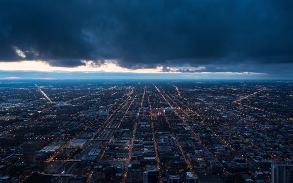 Ночной город вид сверху